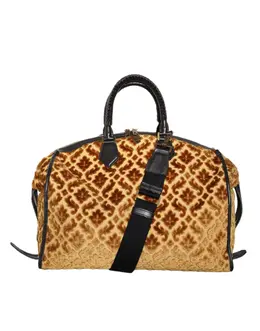 Dolce & Gabbana Beige Velvet Top Handle Shoulder Duffle Women Bag bag1583