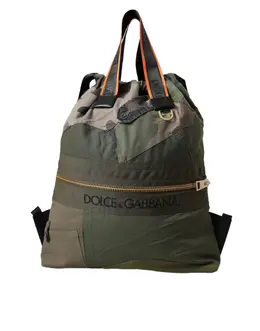 Dolce & Gabbana Military Green Patchwork Rucksack Backpack Bag bag1480