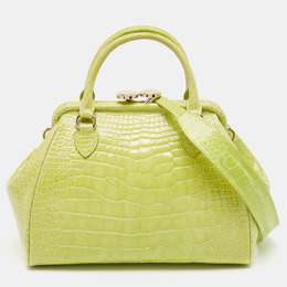 Marc Jacobs Yellow Green Alligator Mini Stam Satchel 1040548