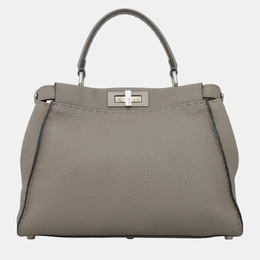 Fendi Grey Selleria Leather Peekaboo Top Handle Bag 1037756