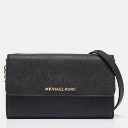 Michael Kors Black Leather Jet Set Flap Crossbody Bag 1043927