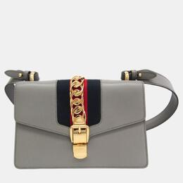 Gucci Grey Leather Small Sylvie Shoulder Bag 1043461