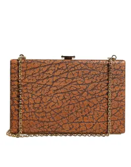 Dolce & Gabbana Brown Leather Gold Frame Clutch Mini Crossbody Bag bag1528