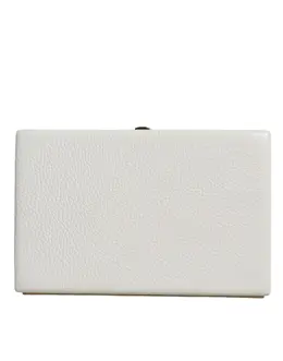 Dolce & Gabbana White Leather Gold Frame Clutch Evening Party Purse Bag bag1532