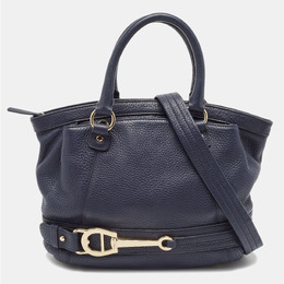 Aigner Navy Blue Leather Cavallina Satchel 1045725