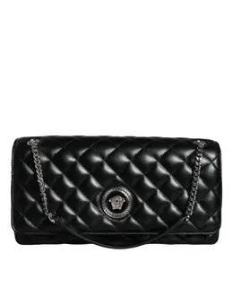 Versace Black Quilted Lambskin Leather Crossbody Shoulder Bag bag1604