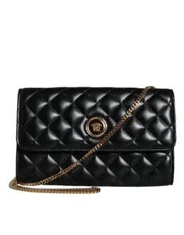 Versace Black Quilted Nappa Leather Crossbody Shoulder Bag bag1610