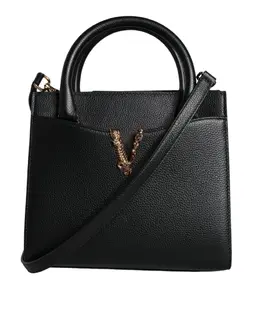 Versace Black Small Leather TopHandle Shoulder Crossbody Bag bag1599