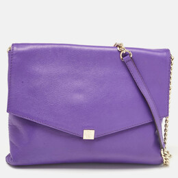 CH Carolina Herrera Purple Leather Flap Shoulder Bag 1046965