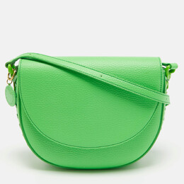 Stella McCartney Green Faux Leather Frayme Flap Crossbody Bag 1047421