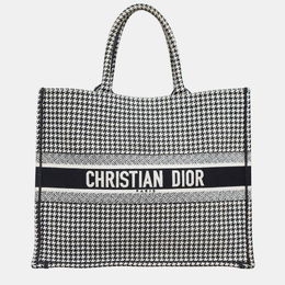 Christian Dior Black/ White Houndstooth Large Book Tote Bag 1048762