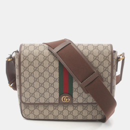 Gucci Beige Brown Multicolor Coated Canvas Leather Ophidia GG Supreme Medium Bag 1051446