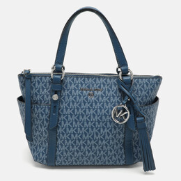 Michael Kors Blue Signature Coated Canvas and Leather Sullivan Satchel 1051760