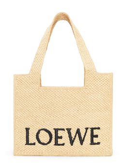 Loewe Medium Loewe Font Tote in raffia 23618083