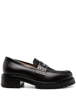 Off-White Military logo-print leather loafers 25723177