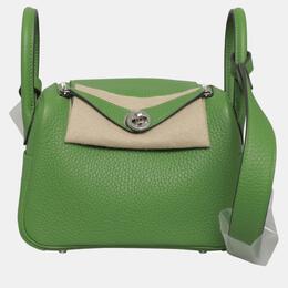 Hermes Green Leather Mini Lindy Bag 1055150