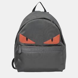 Fendi Grey Nylon Vitello Century Dolce Monster Eyes Rounded Backpack 1055036