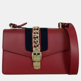 Gucci Red Leather Small Sylvie Shoulder Bag 1055058
