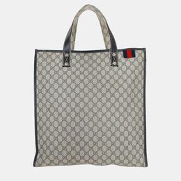 Gucci Navy Blue GG Supreme Canvas Vertical Web Loop Tote 1055059