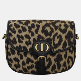Christian Dior Black, Beige Canvas Leopard Bobby Bag 1054988