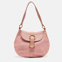 Furla Pink Leather Buckle Flap Hobo 1055831