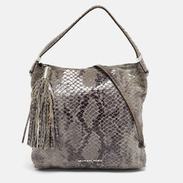 Michael Kors Grey Snakeskin Embossed Leather Bedford Shoulder Bag 1054626