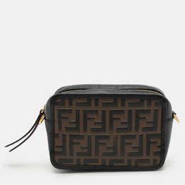 Fendi Black/Brown FF Embossed Leather Mini Camera Crossbody Bag 1055786