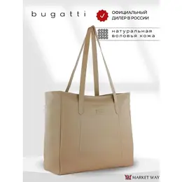 Сумка тоут Bugatti, фактура зернистая, гладкая, песочный 101868066030