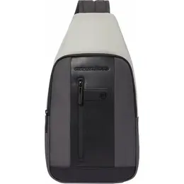 Рюкзак слинг Piquadro, фактура гладкая, серый 102916516655