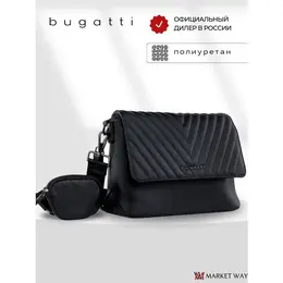 Сумка мессенджер Bugatti, фактура гладкая, черный 4558034569