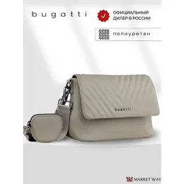 Сумка мессенджер Bugatti, фактура гладкая, стеганая, матовая, бежевый 4331078360
