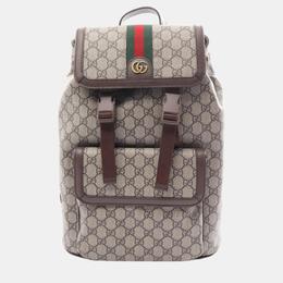 Gucci Beige Brown Multicolor Coated Canvas Leather Ophidia GG Supreme Backpack 1059777