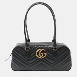 Gucci Black Leather GG Marmont Medium Tote Bag 1059768