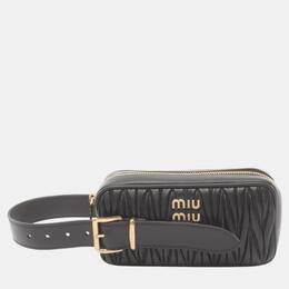 Miu Miu Leather Black MATELASSE Second Clutch Bag 1060400