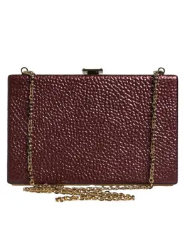 Dolce & Gabbana Maroon Leather Clutch Evening Crossbody Bag bag4132