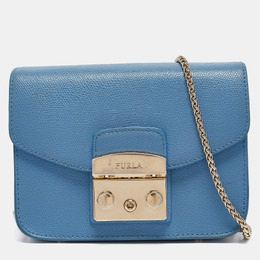 Furla Blue Leather Mini Metropolis Crossbody Bag 1061577