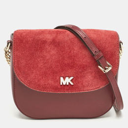 Michael Kors Burgundy Leather and Suede Half Dome Crossbody Bag 1062804