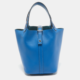 Hermes Bleu Zellige/Bleu Encre/Rouge Epsom Leather Picotin Lock Tressage 18 Bag 1062271