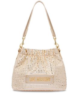 Love Moschino logo-plaque studded cross body bag 26635136