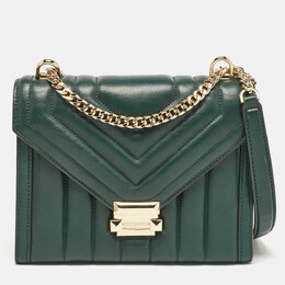 Michael Kors Green Quilted Leather Medium Whitney Shoulder Bag 1070347