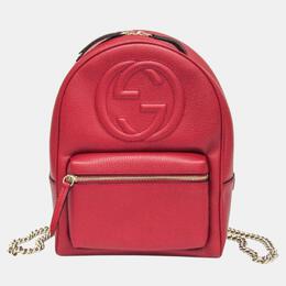 Gucci Red Soho Interlocking G Leather Backpack 1063351