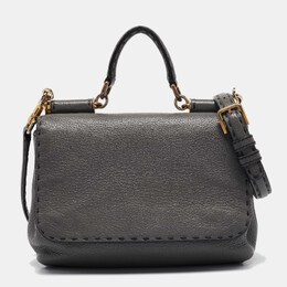 Dolce & Gabbana Grey Leather Miss Sicily Stitch Top Handle Bag 1071405