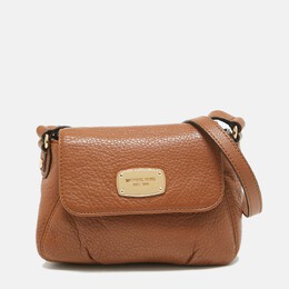 Michael Kors Brown Leather Jet Set Flap Crossbody Bag 1073099