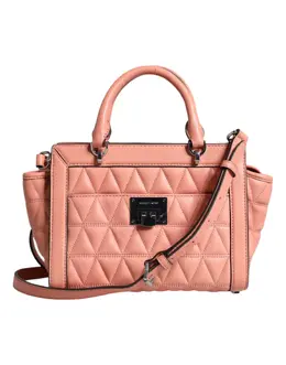 Michael Kors Peach Quilted Leather Logo Crossbody VIVIANNE Messenger Bag mk5006