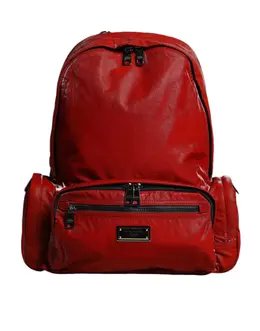 Dolce & Gabbana Red Patent Leather Logo Plaque Backpack Bag bag4114