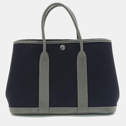 Hermes Black Canvas Garden Party 30 Bag 1074338