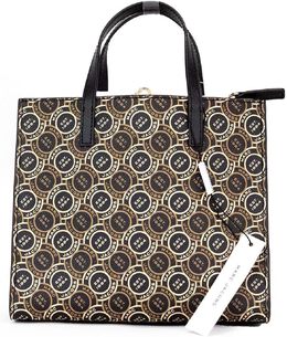 Marc Jacobs H003M12FA22 Mini Grind Черная/коричневая/коричневая с золотой фурнитурой Женская кожаная мини-сумка-тоут b0chz91y2m