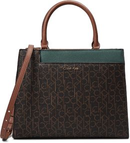 Сумка Calvin Klein Edie Signature Satchel, цвет Brown/Khaki/White/Caramel/Sage 9941827 | brown/khaki/white/caramel/sage