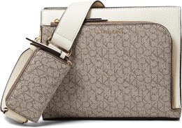 Сумка кросс-боди Calvin Klein Bay Signature Crossbody, цвет Almond/Taupe/White 9957714 | almond/taupe/white