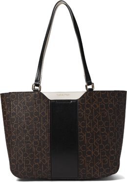 Сумка-тоут Calvin Klein Tonia Signature Tote, цвет Brown/Khaki/Black/White 9941841 | brown/khaki/black/white